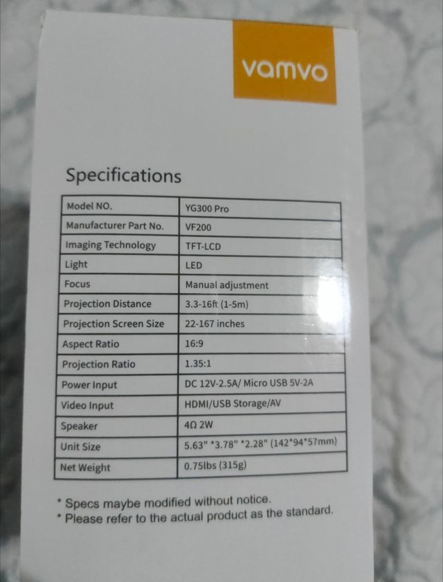 Proyector LED Vamvo YG300 Pro - Nuevo