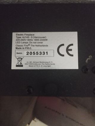 Calefactor electrico efecto llama.