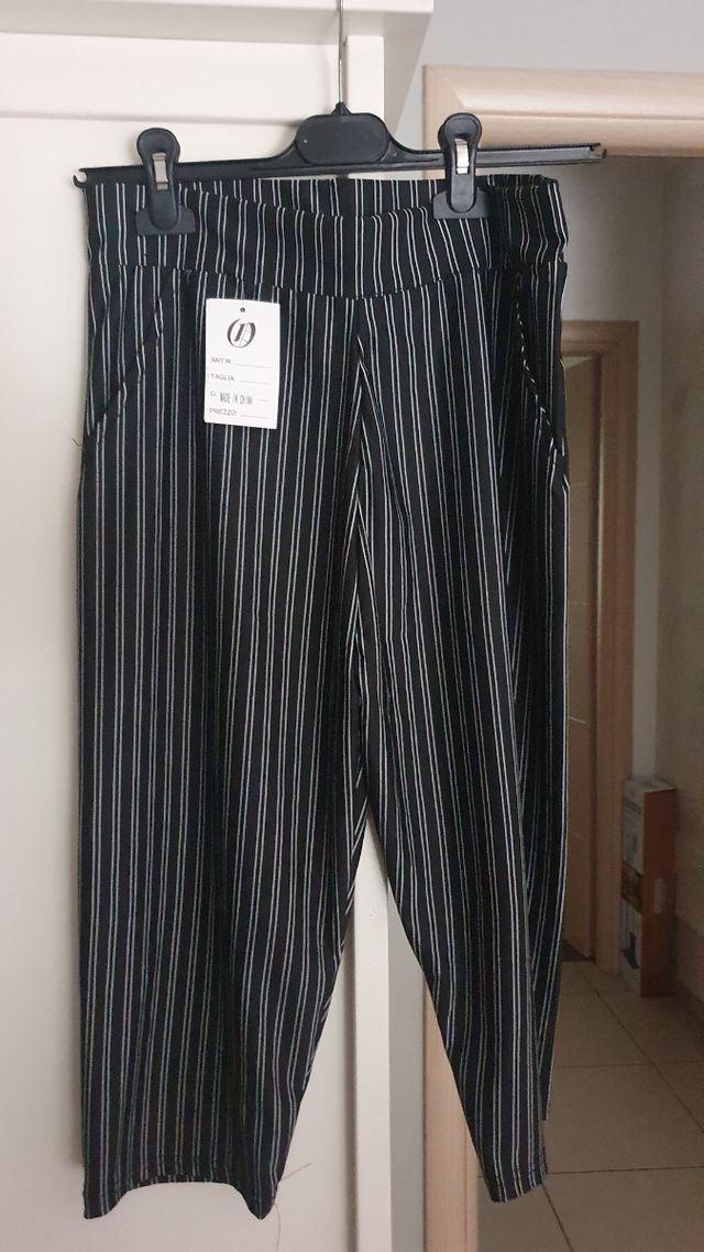 Pinocchietto nero gessato taglia unica