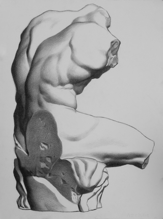 Dibujo academico, torso de belvedere, arte