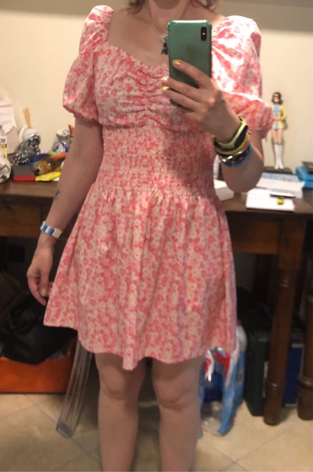 Vestito in polestere fiorato rosa misura s