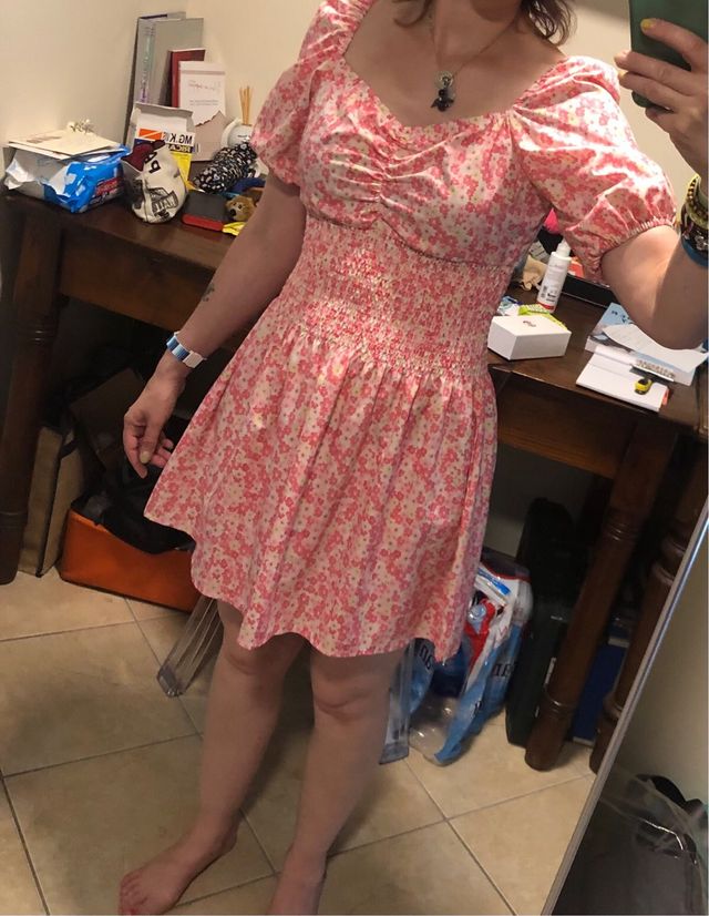 Vestito in polestere fiorato rosa misura s