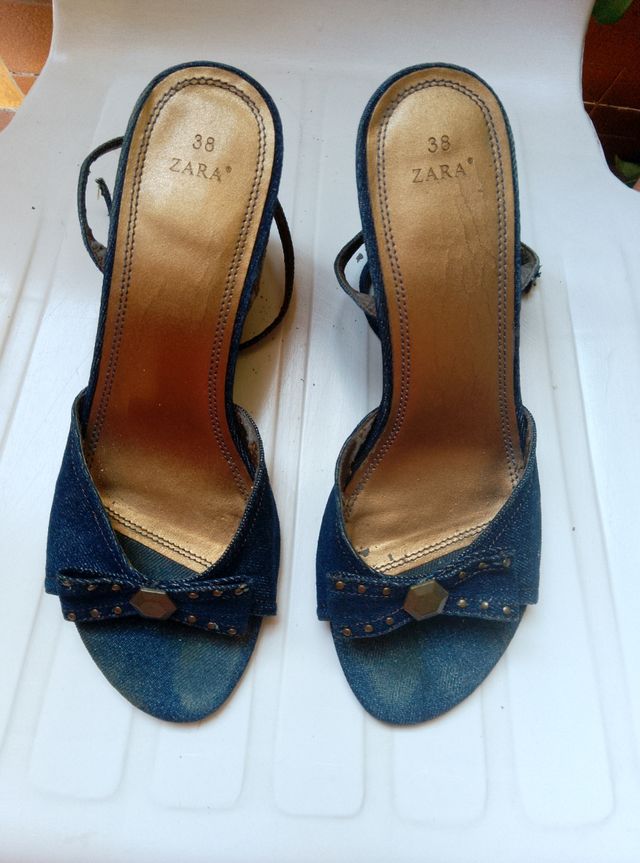 Zapatos de tacón de tela vaquera 38