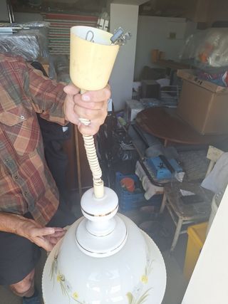 Lampadario vintage bianco campana vetro 