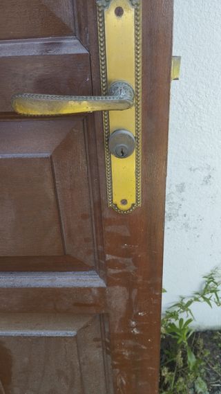 Puerta maciza de madera de castaño