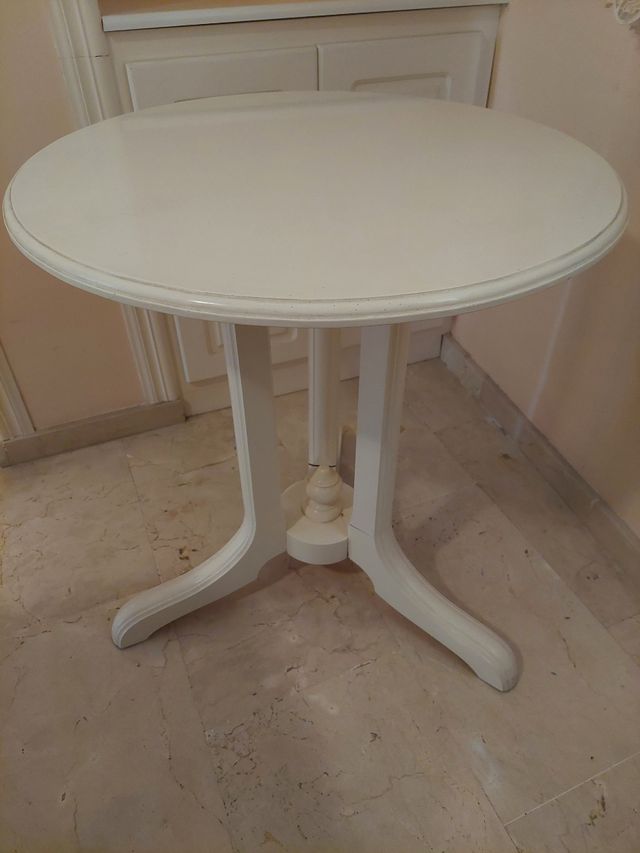 Mesa madera lacada blanca redonda 60 Torrevieja