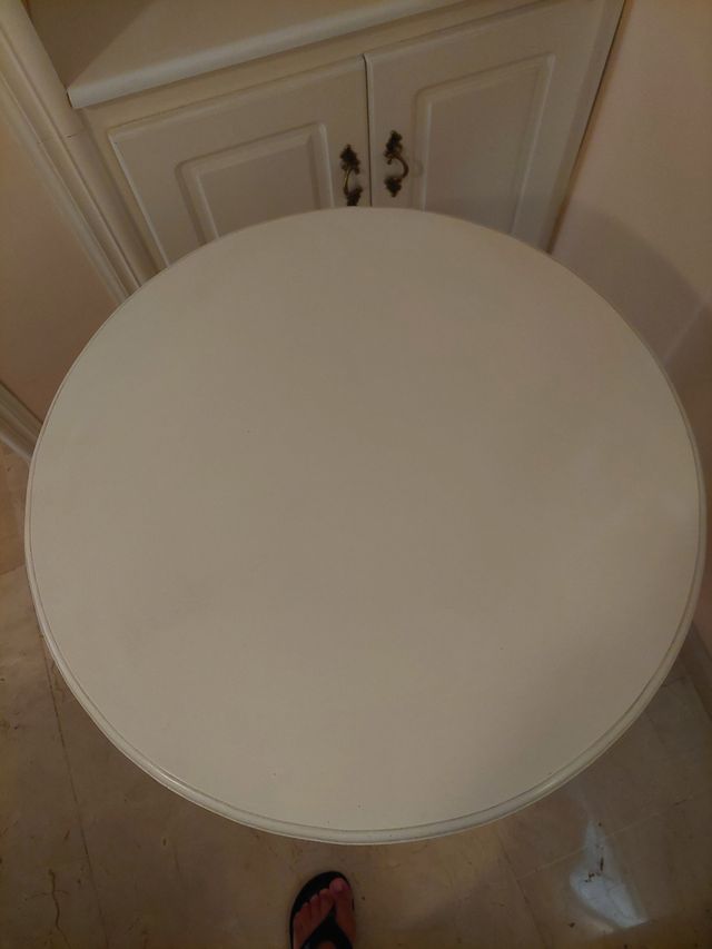 Mesa madera lacada blanca redonda 60 Torrevieja