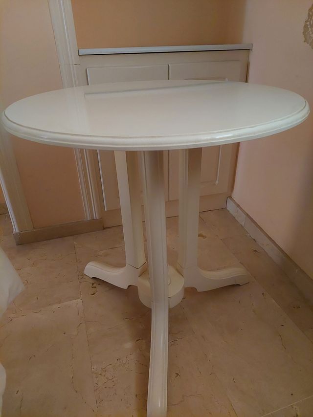 Mesa madera lacada blanca redonda 60 Torrevieja