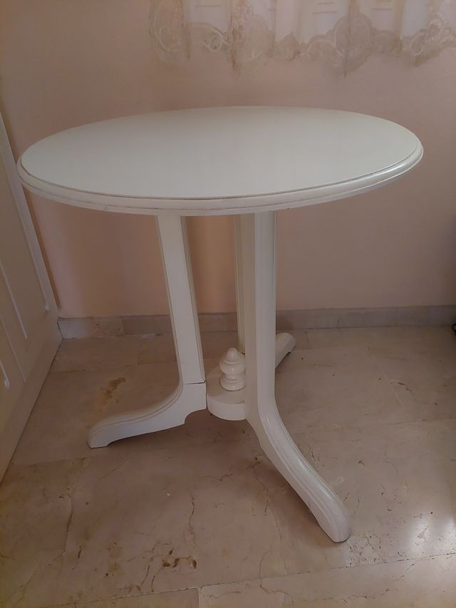 Mesa madera lacada blanca redonda 60 Torrevieja