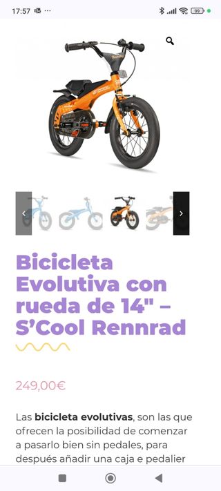 Bicicleta 14 pulgadas evolutiva scool Trek BH bpro