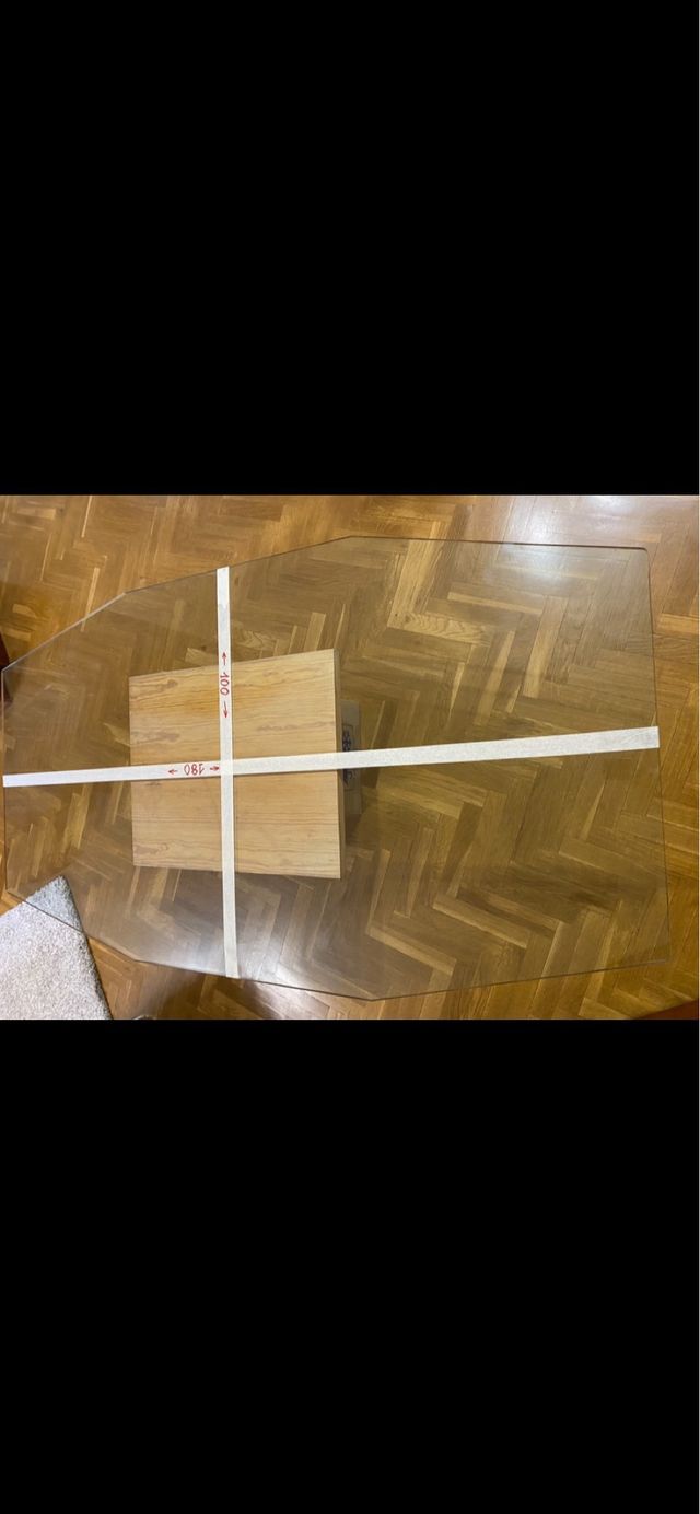 Cristal mesa octogonal 180 x 100. 12mm