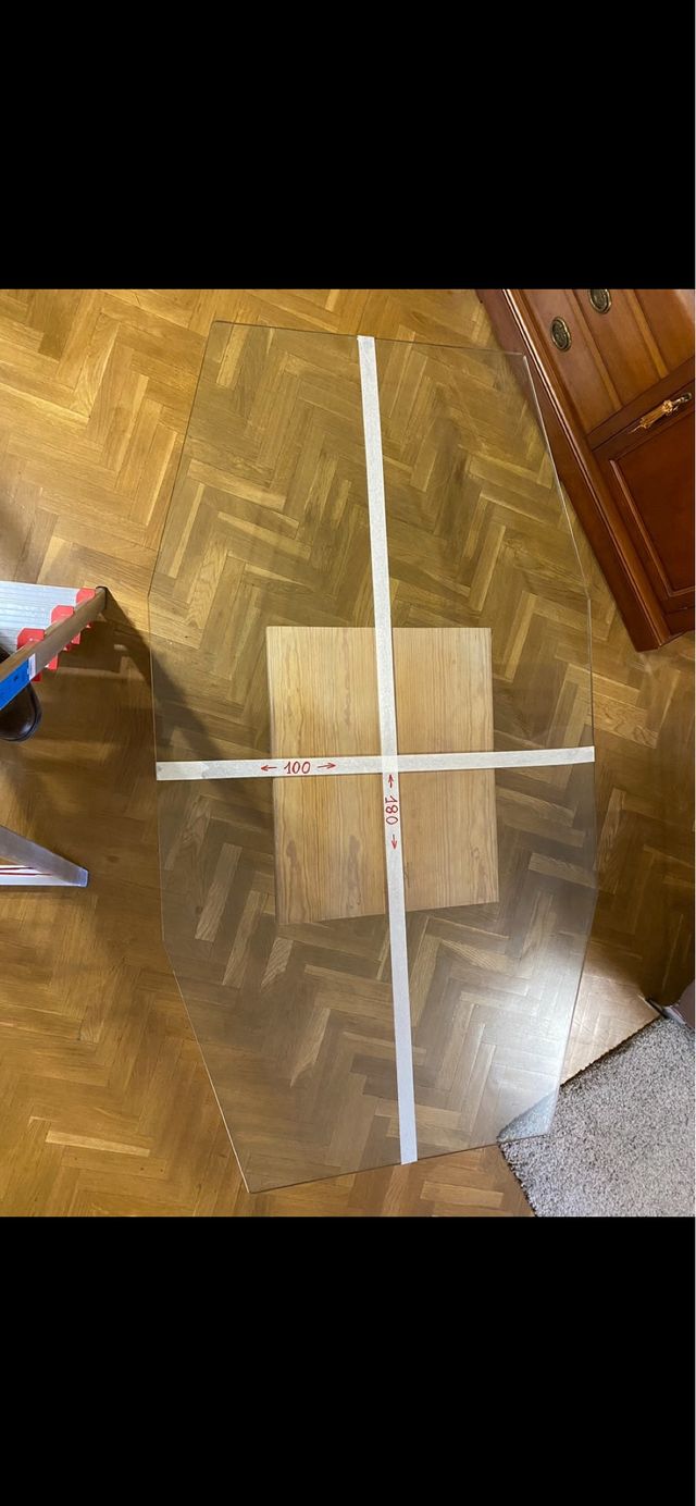 Cristal mesa octogonal 180 x 100. 12mm