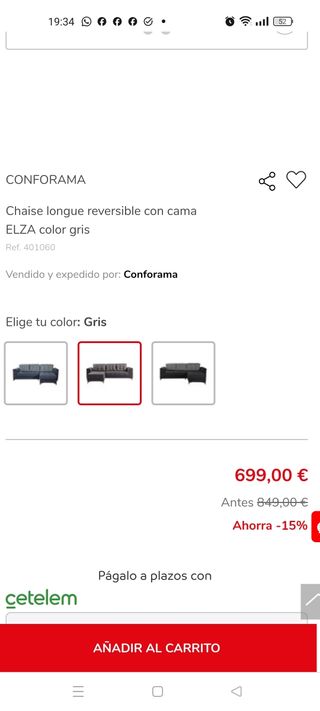 Sofá  cama chaise longue