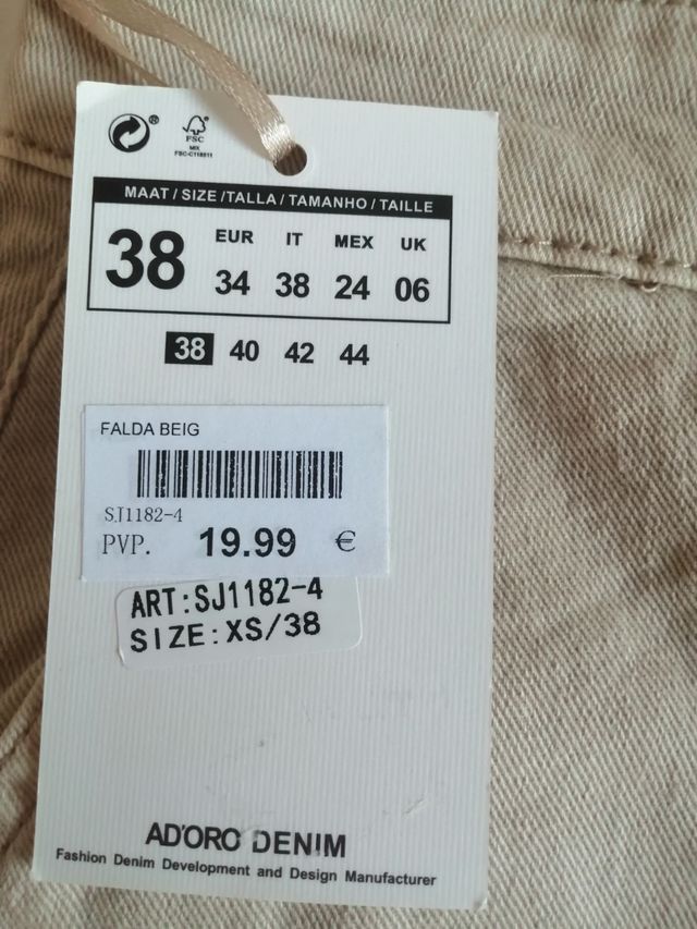 Minifalda nueva beige cargo