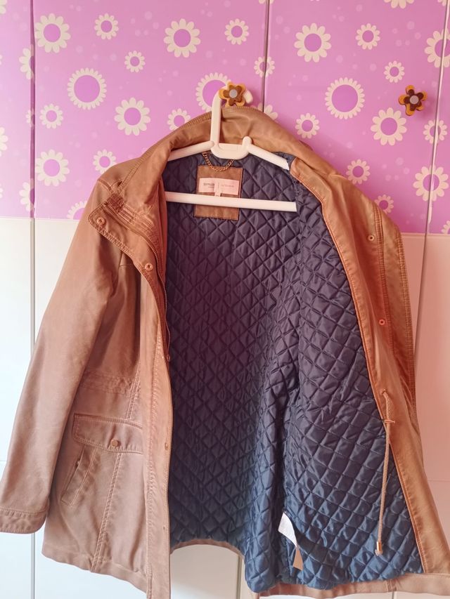 Chaquetón  marrón 3/4 de polipiel