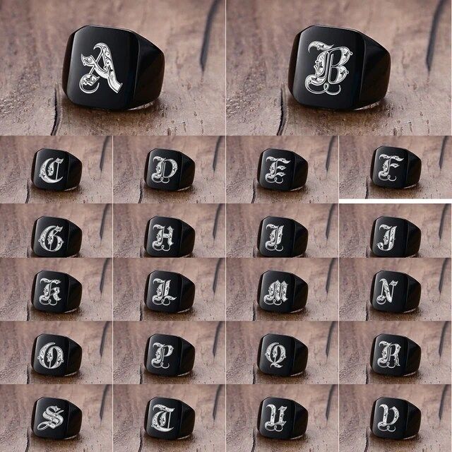ANILLO SELLO LETRA GÓTICA negro