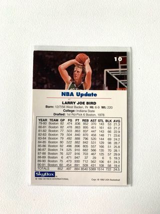 Carta NBA Larry Bird #10 NBA Skybox 1992 USA Cards