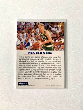 Carta NBA Larry Bird #13 NBA Skybox 1992 USA Cards
