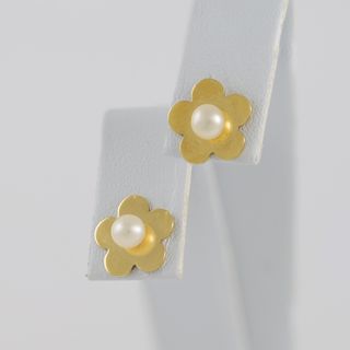 Pendientes Tous Flor oro amarillo 18k con perlas