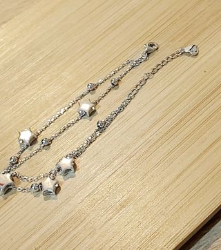 Pulsera doble cadena plata con estreĺlas