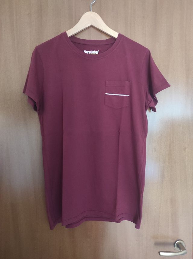T-shirt Care Label, colore borgogna
