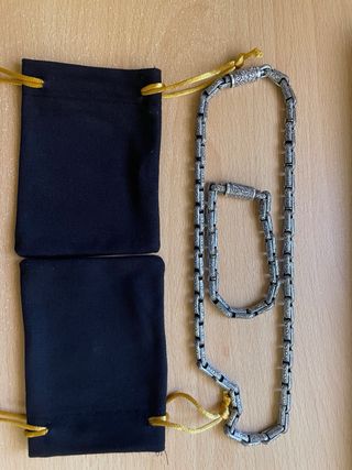 Pulsera y collar de cadena de plata de ley hechos