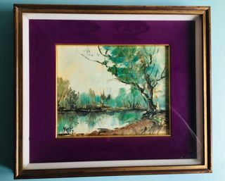 Olio su tela “laghetto” di Montin