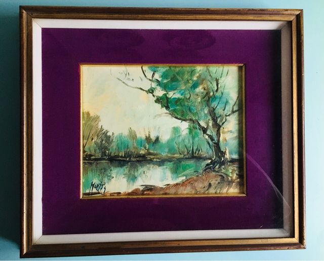 Olio su tela “laghetto” di Montin