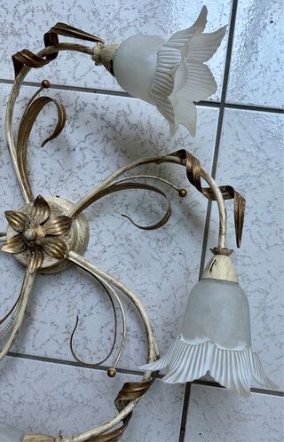 Applique 5 luci murano e ferro battuto 