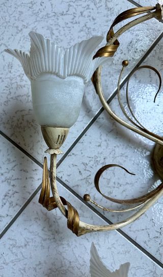 Applique 5 luci murano e ferro battuto 