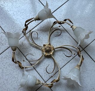 Applique 5 luci murano e ferro battuto 