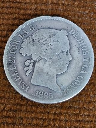 4 reales plata Isabel II 1865 Sevilla