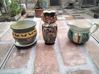 Set 3 vasetti porcellana ceramica 