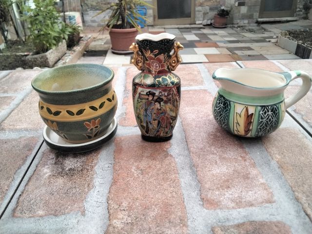 Set 3 vasetti porcellana ceramica