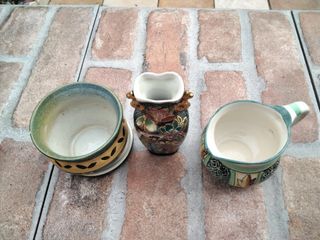 Set 3 vasetti porcellana ceramica 