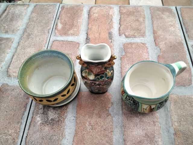 Set 3 vasetti porcellana ceramica