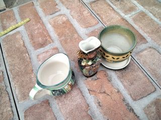 Set 3 vasetti porcellana ceramica 