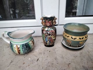 Set 3 vasetti porcellana ceramica 