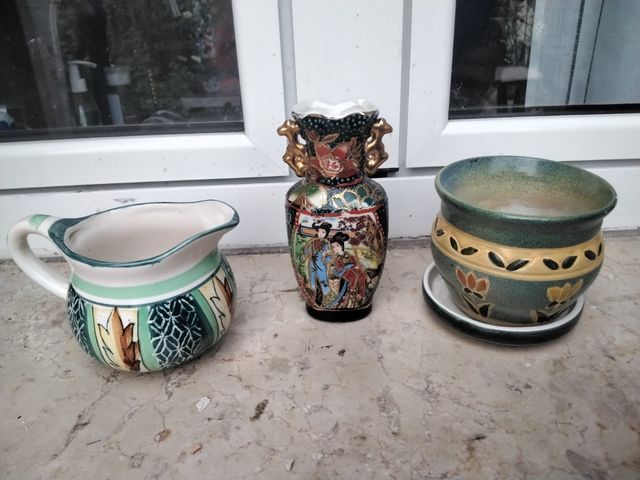 Set 3 vasetti porcellana ceramica