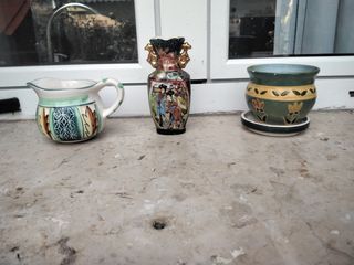 Set 3 vasetti porcellana ceramica 