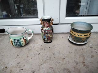 Set 3 vasetti porcellana ceramica 