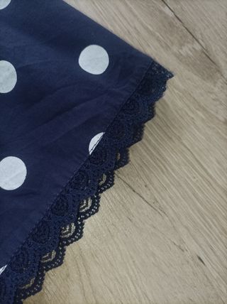 Vestido azul navy de topos blancos 