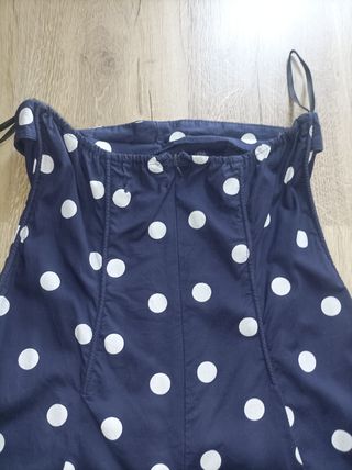 Vestido azul navy de topos blancos 