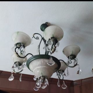 Lampara antigua marmol y cristal