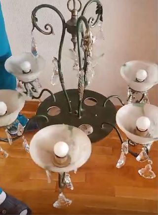 Lampara antigua marmol y cristal