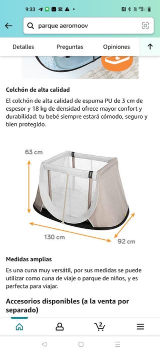 Cuna y parque portátil bebés