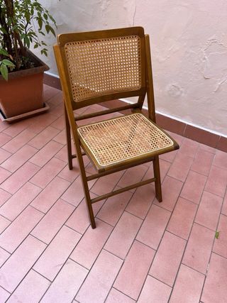 SEDIA PIEGHEVOLE LEGNO E PAGLIA DI VIENNA VINTAGE