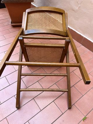SEDIA PIEGHEVOLE LEGNO E PAGLIA DI VIENNA VINTAGE