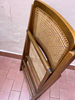 SEDIA PIEGHEVOLE LEGNO E PAGLIA DI VIENNA VINTAGE