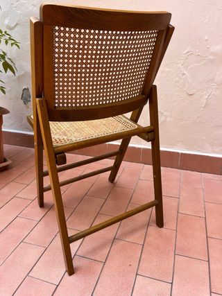 SEDIA PIEGHEVOLE LEGNO E PAGLIA DI VIENNA VINTAGE
